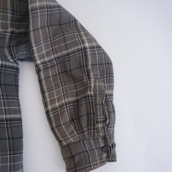 Vintage '90S Dickies Gray Black Plaid Quilt Lined Outdoor Button Up Shacket L - Picture 9 of 11